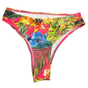 Tropical Floral Bikini Bottom - Pink M